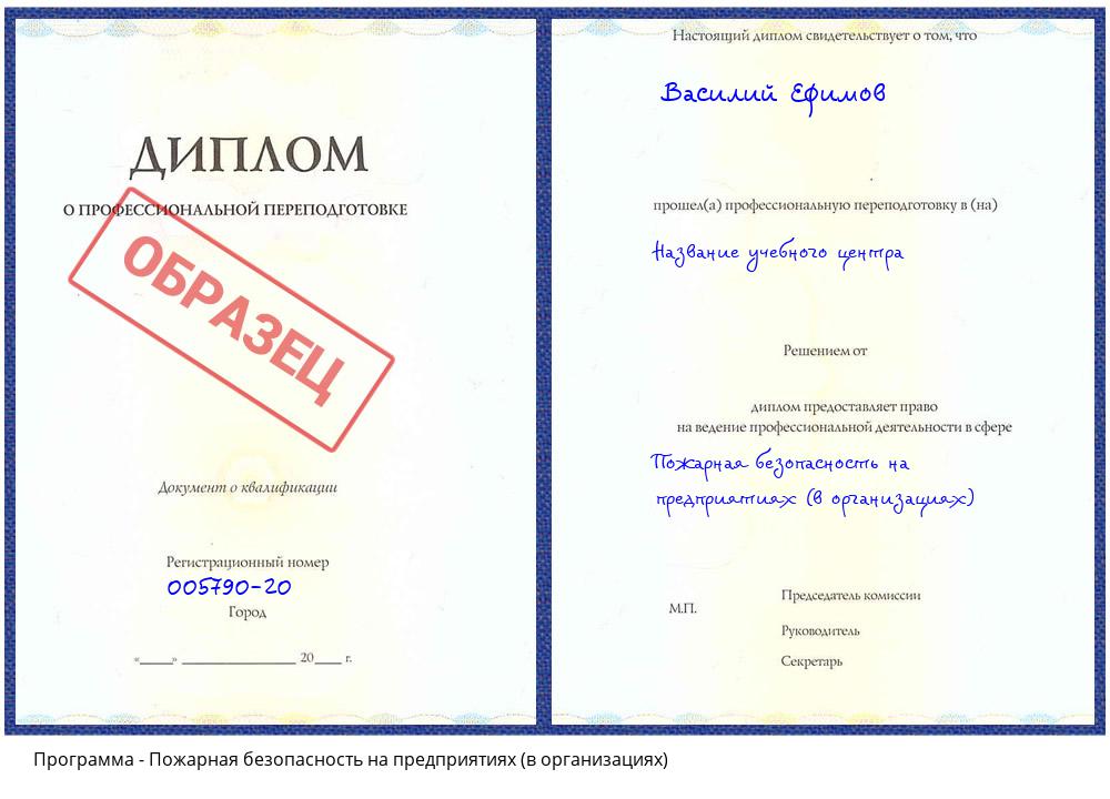 Пожарная безопасность на предприятиях (в организациях) Новоалтайск