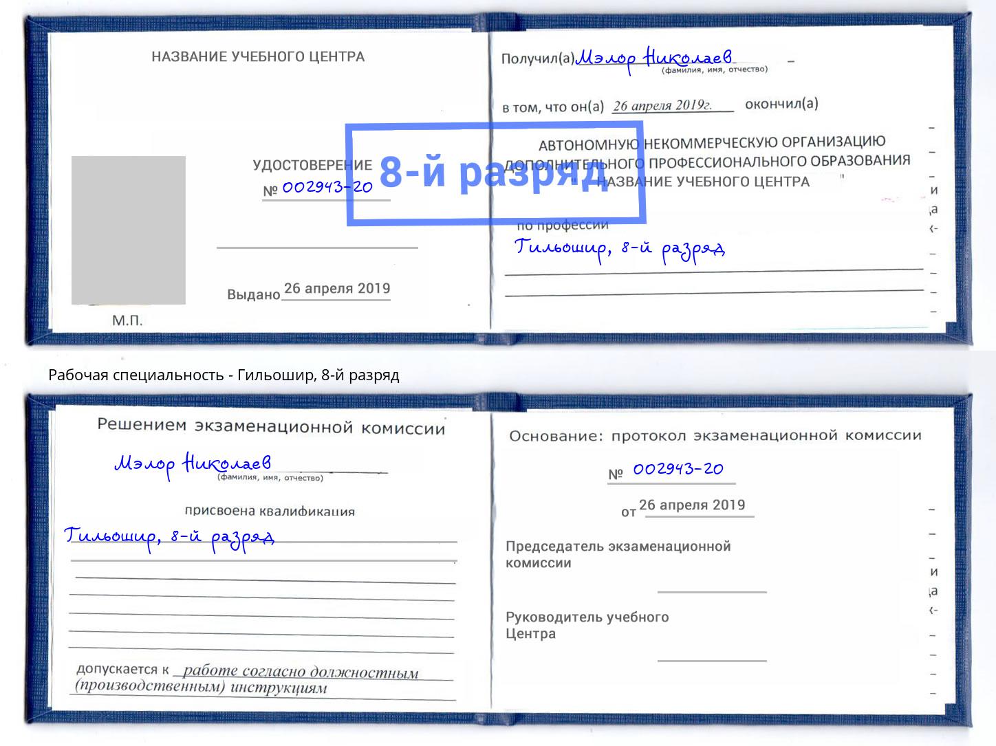 корочка 8-й разряд Гильошир Новоалтайск